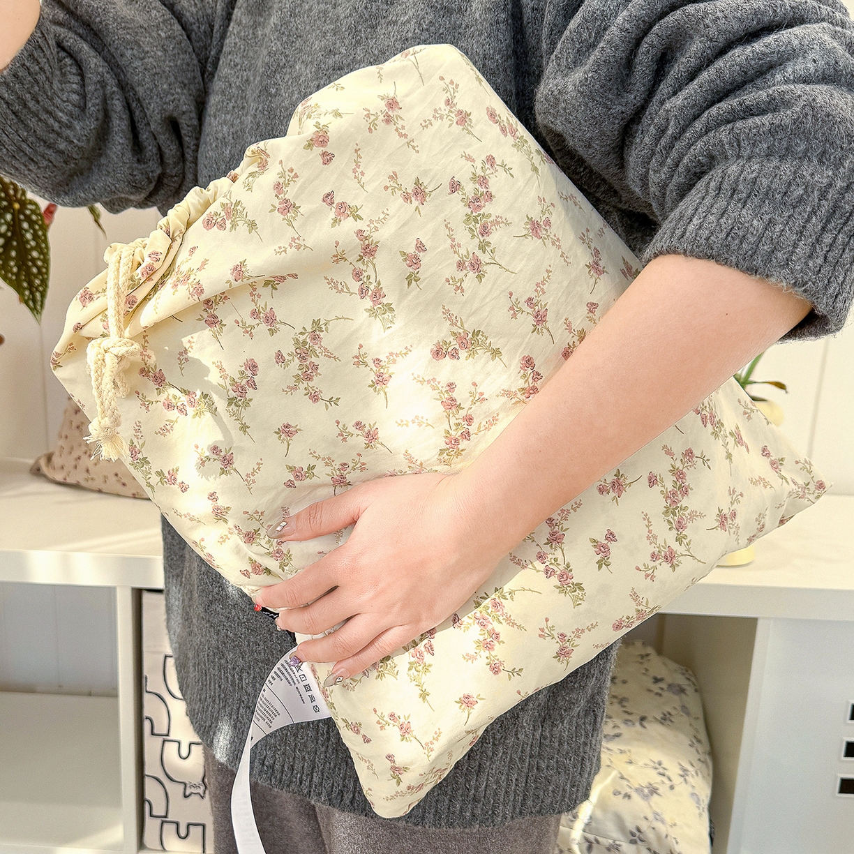 91家纺网 家纺一手货源 找家纺 铺尚美家纺 2026新款春款A类古法水洗仿棉云感棉小布袋四件套 花枝