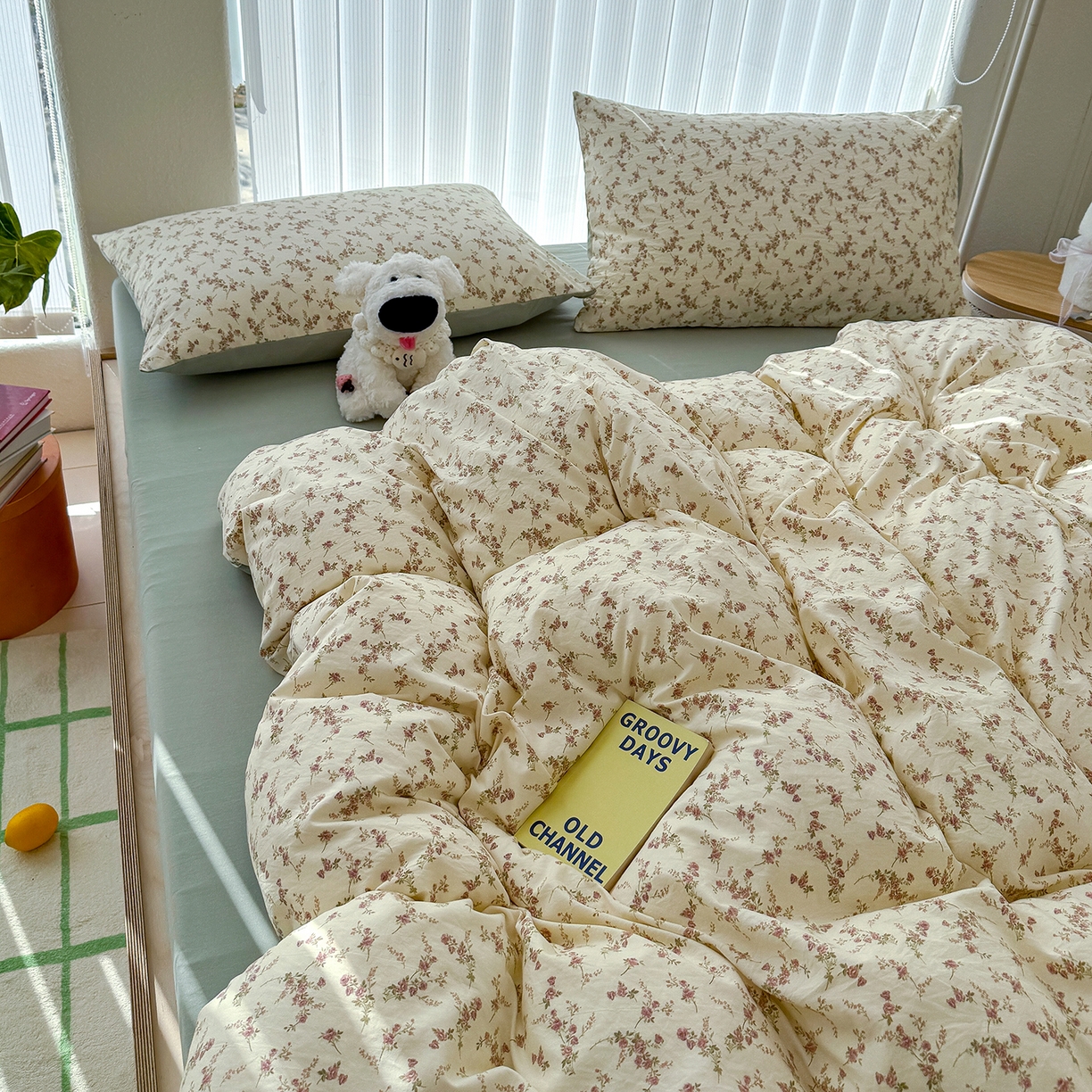 91家纺网 家纺一手货源 找家纺 铺尚美家纺 2026新款春款A类古法水洗仿棉云感棉小布袋四件套 花枝