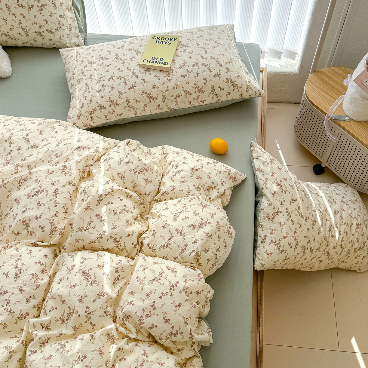 91家纺网 家纺一手货源 找家纺 铺尚美家纺 2026新款春款A类古法水洗仿棉云感棉小布袋四件套 花枝