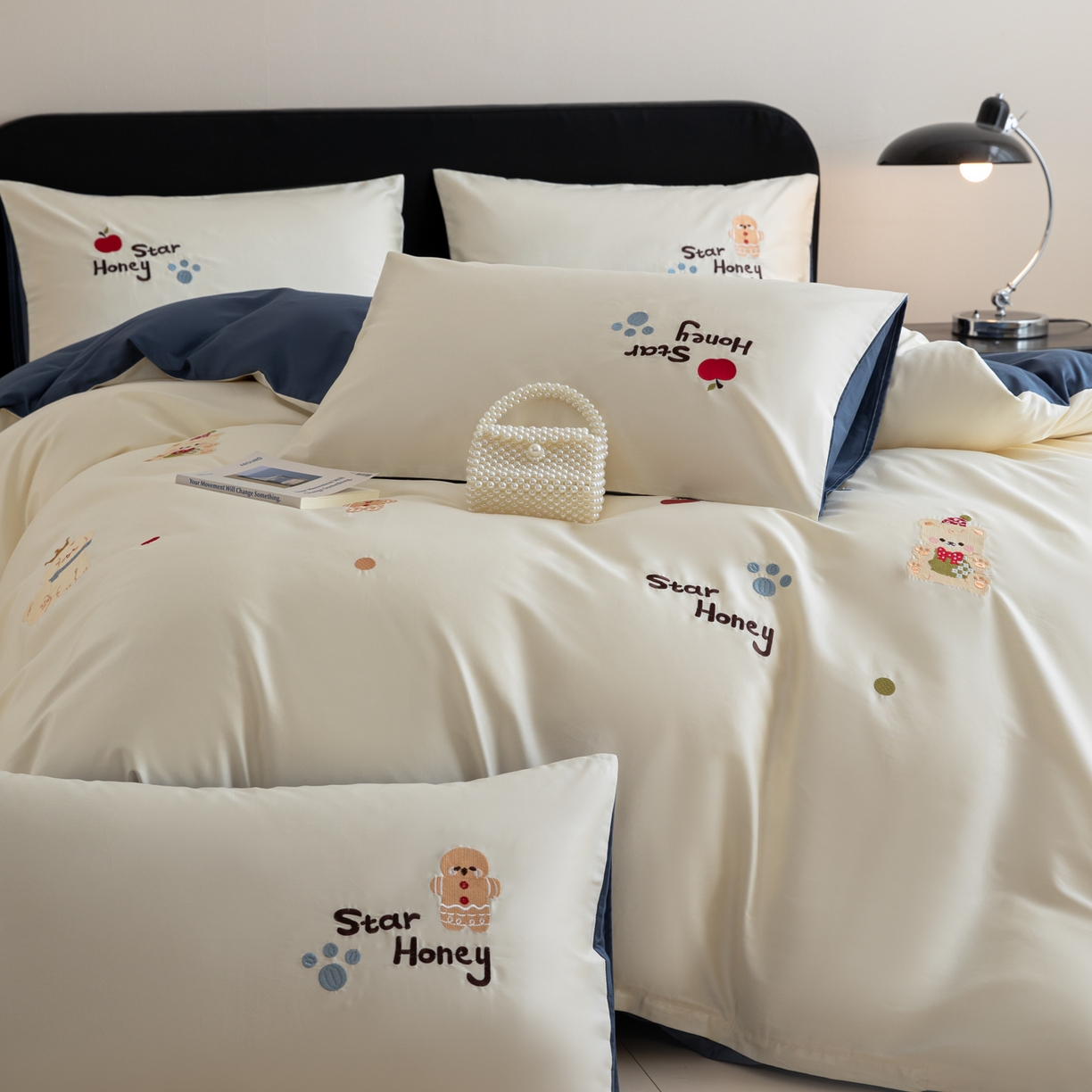 91家纺网 家纺一手货源 找家纺 沐辰 2026新款长绒棉50S纯棉满绣四件套 苹果姜饼