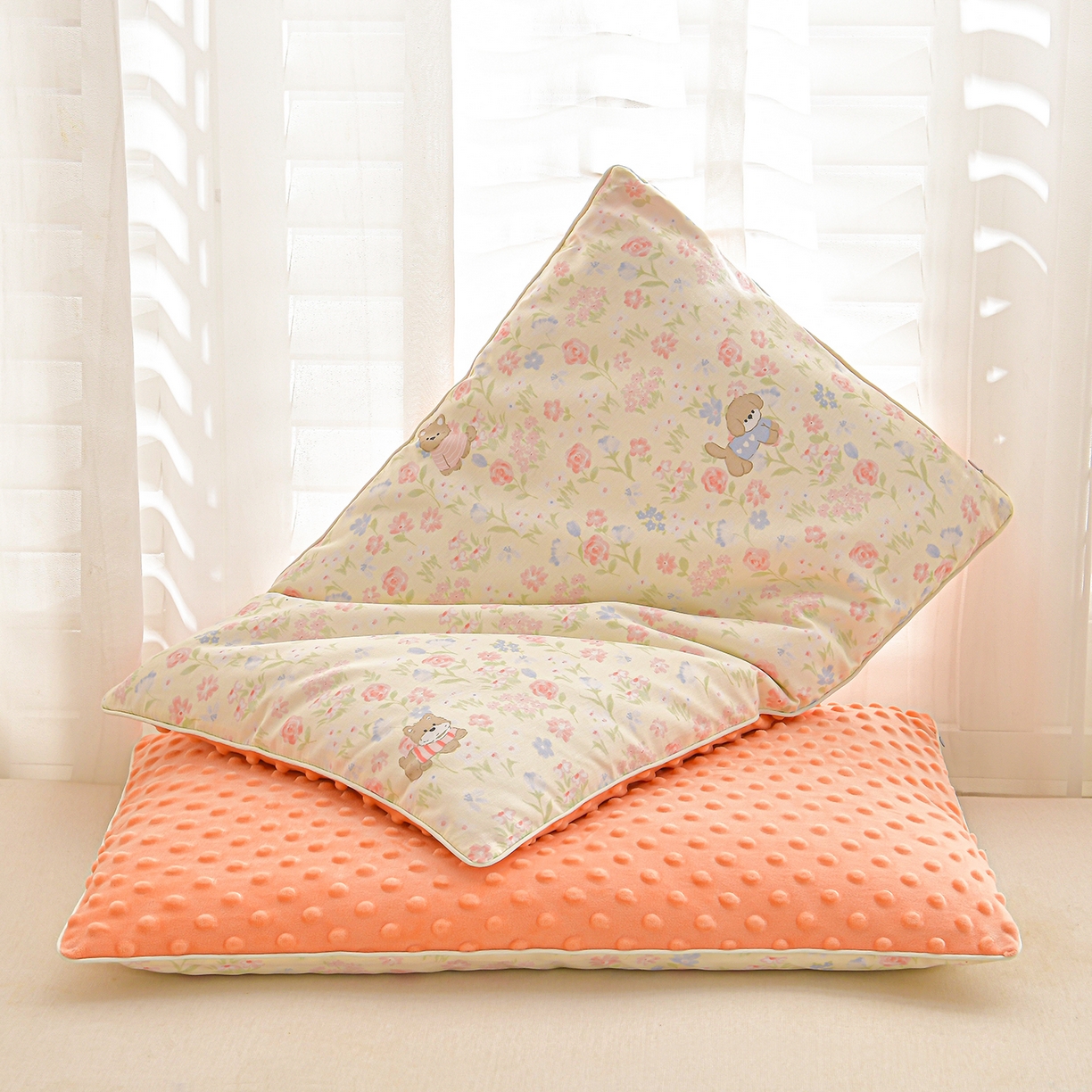 91家纺网 家纺一手货源 找家纺 （总）小桃姐家纺 2026新款纯棉+豆豆绒棉花枕 枕头枕芯 儿童枕 学生枕