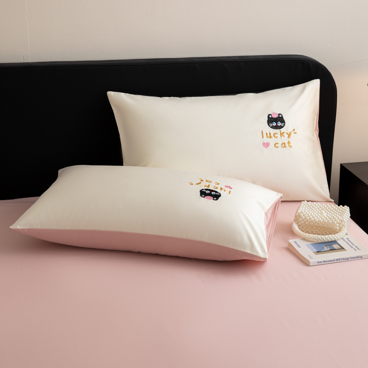 91家纺网 家纺一手货源 找家纺 沐辰 2026新款长绒棉50S纯棉满绣四件套 心爱猫咪