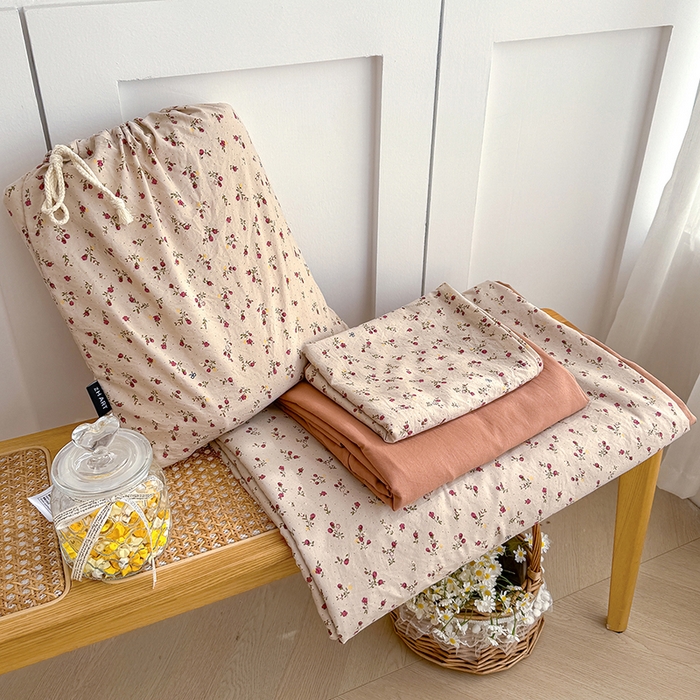 铺尚美家纺 2026新款春款A类古法水洗仿棉云感棉小布袋四件套 樱川桃井