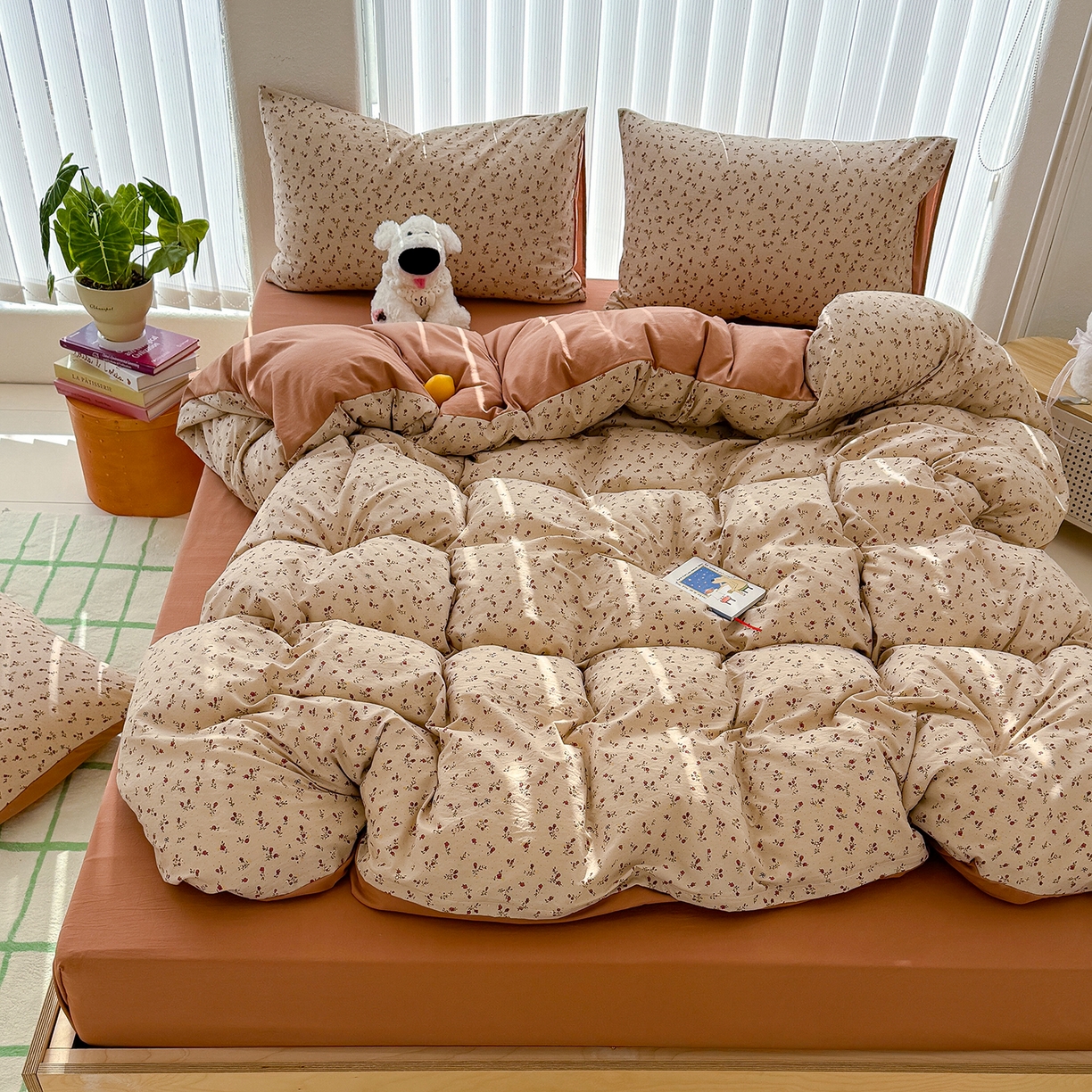 91家纺网 家纺一手货源 找家纺 铺尚美家纺 2026新款春款A类古法水洗仿棉云感棉小布袋四件套 樱川桃井