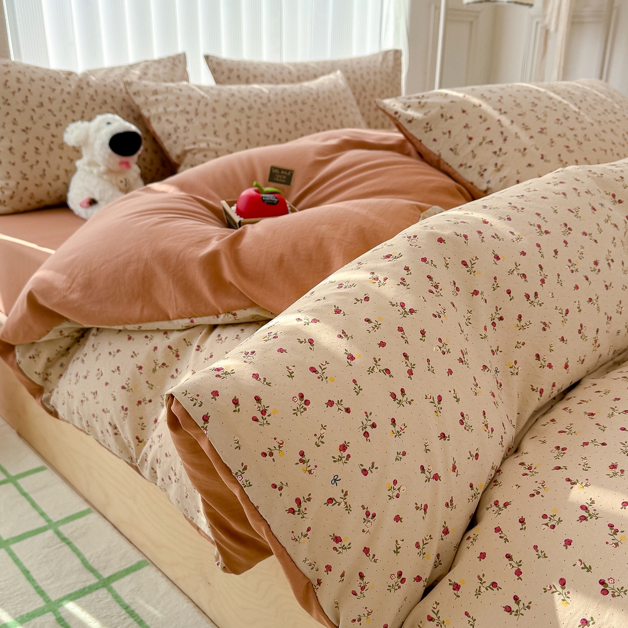 91家纺网 家纺一手货源 找家纺 铺尚美家纺 2026新款春款A类古法水洗仿棉云感棉小布袋四件套 樱川桃井