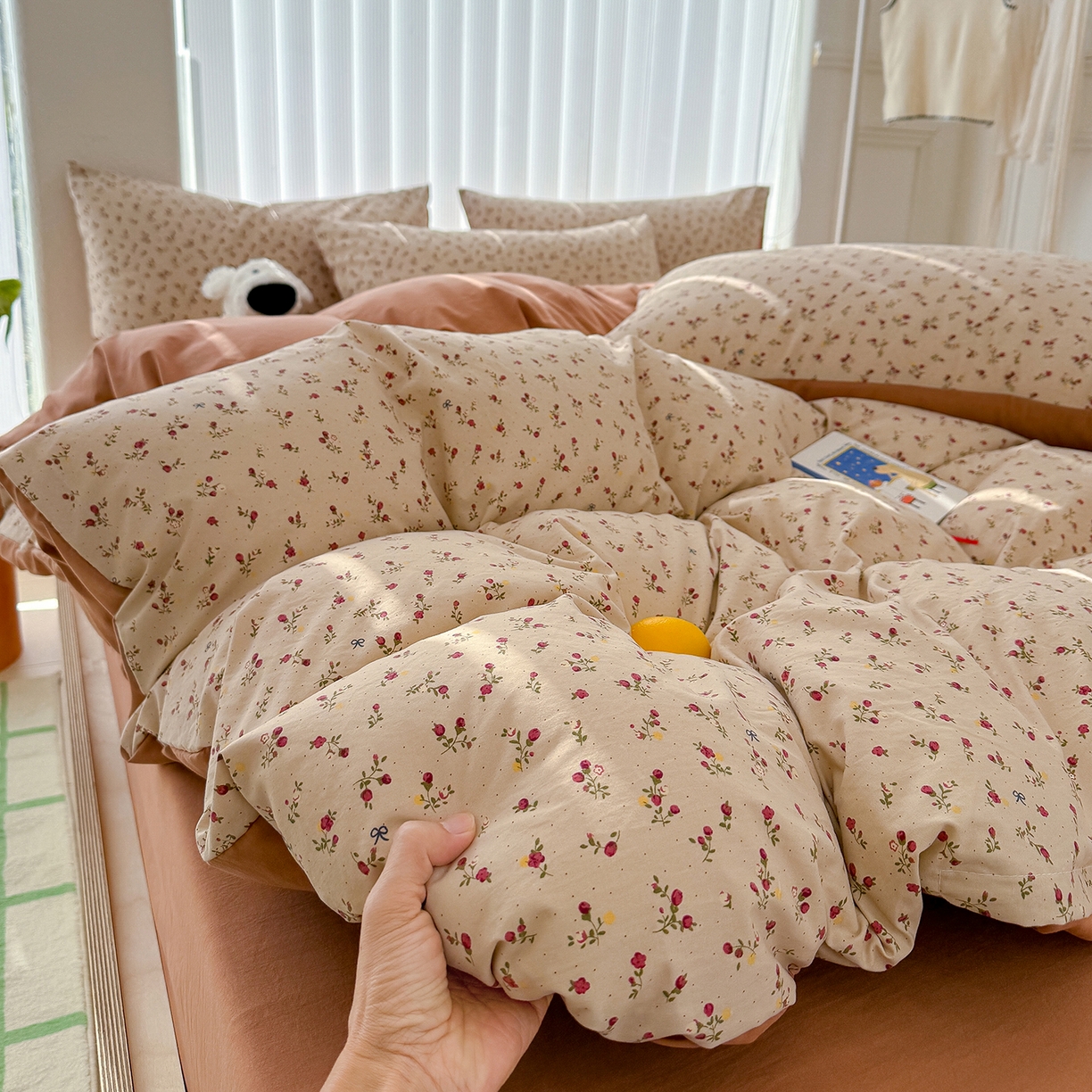 91家纺网 家纺一手货源 找家纺 铺尚美家纺 2026新款春款A类古法水洗仿棉云感棉小布袋四件套 樱川桃井