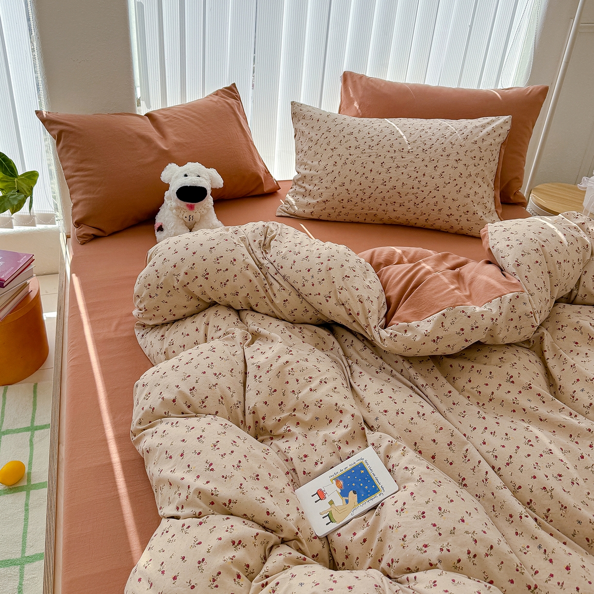 91家纺网 家纺一手货源 找家纺 铺尚美家纺 2026新款春款A类古法水洗仿棉云感棉小布袋四件套 樱川桃井