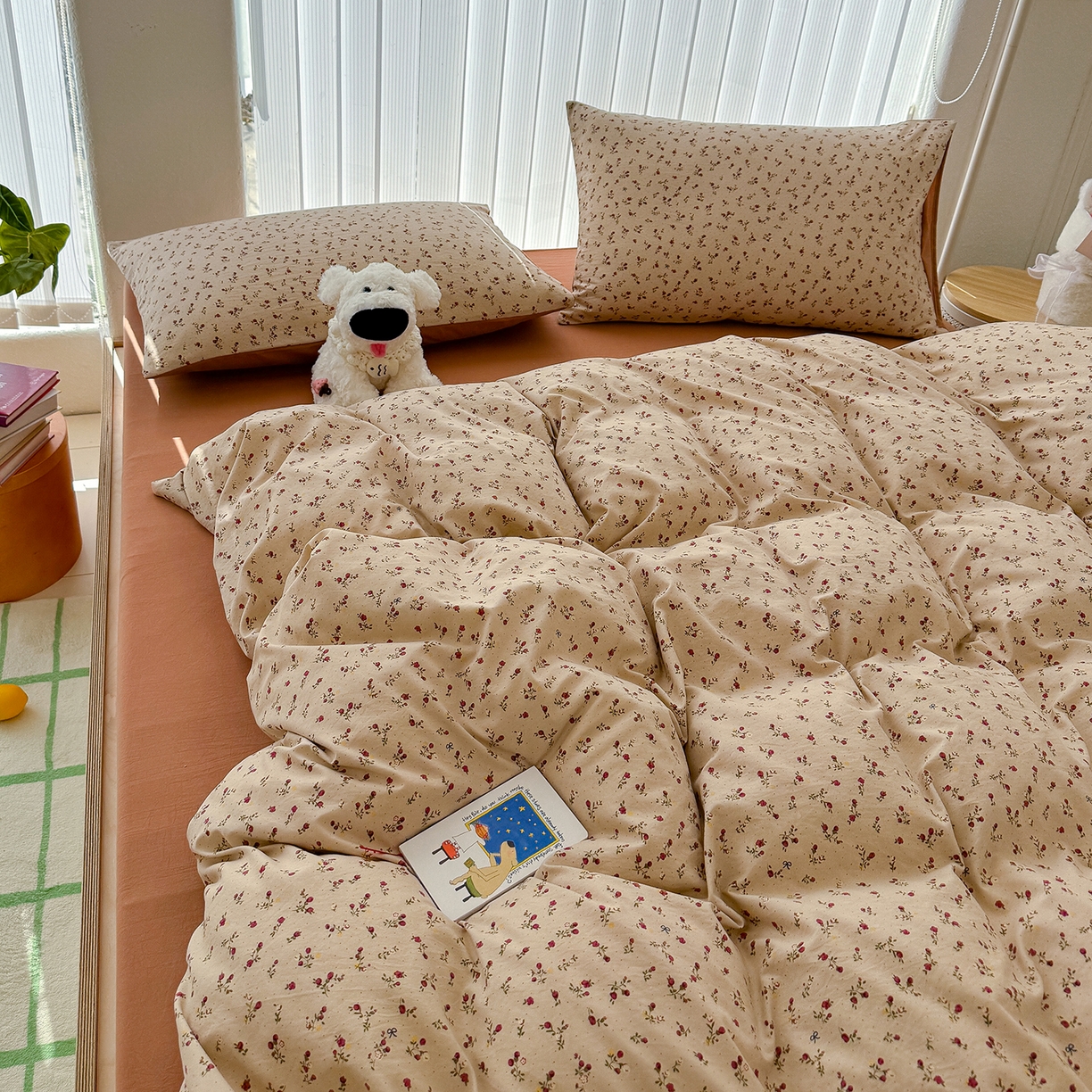 91家纺网 家纺一手货源 找家纺 铺尚美家纺 2026新款春款A类古法水洗仿棉云感棉小布袋四件套 樱川桃井