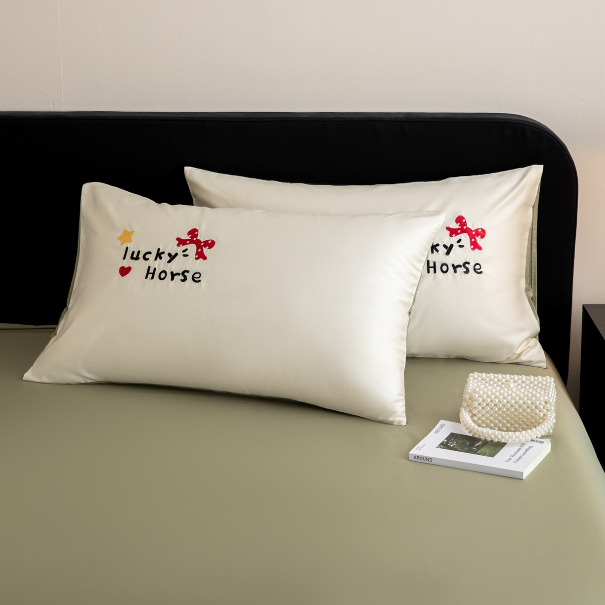 91家纺网 家纺一手货源 找家纺 沐辰 2026新款长绒棉50S纯棉满绣四件套 心愿小马-绿