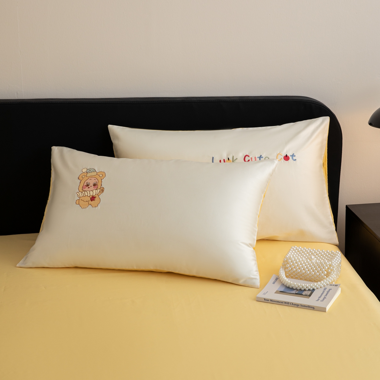 91家纺网 家纺一手货源 找家纺 沐辰 2026新款长绒棉50S纯棉满绣四件套 星星宝贝