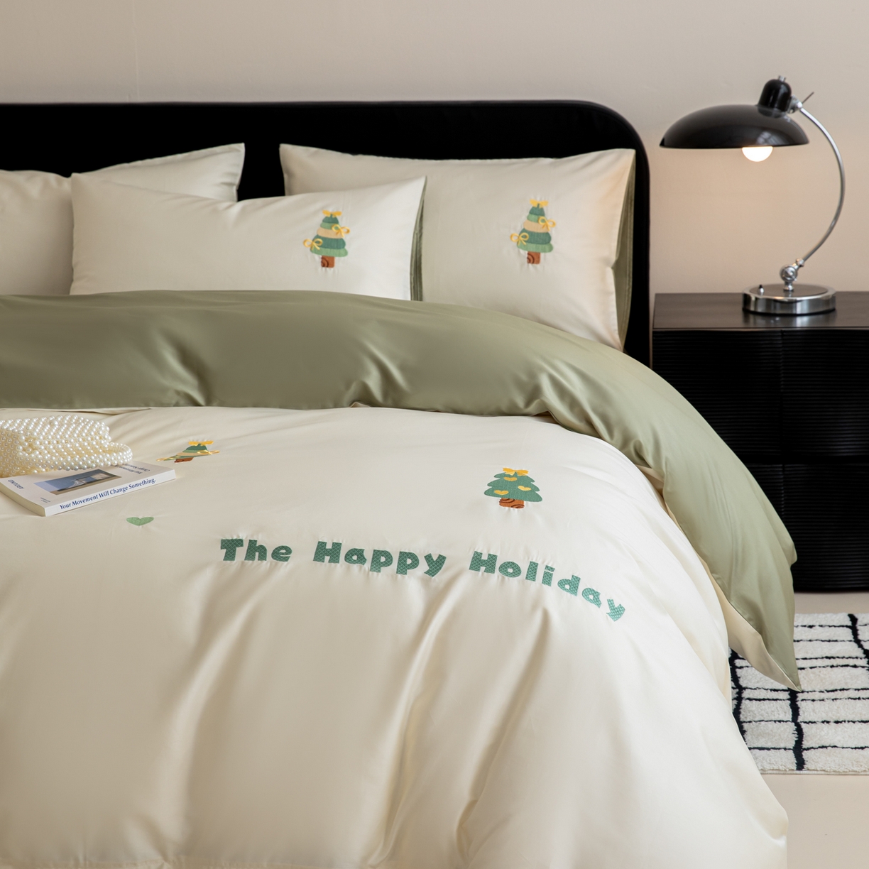 91家纺网 家纺一手货源 找家纺 沐辰 2026新款长绒棉50S纯棉满绣四件套 许愿树