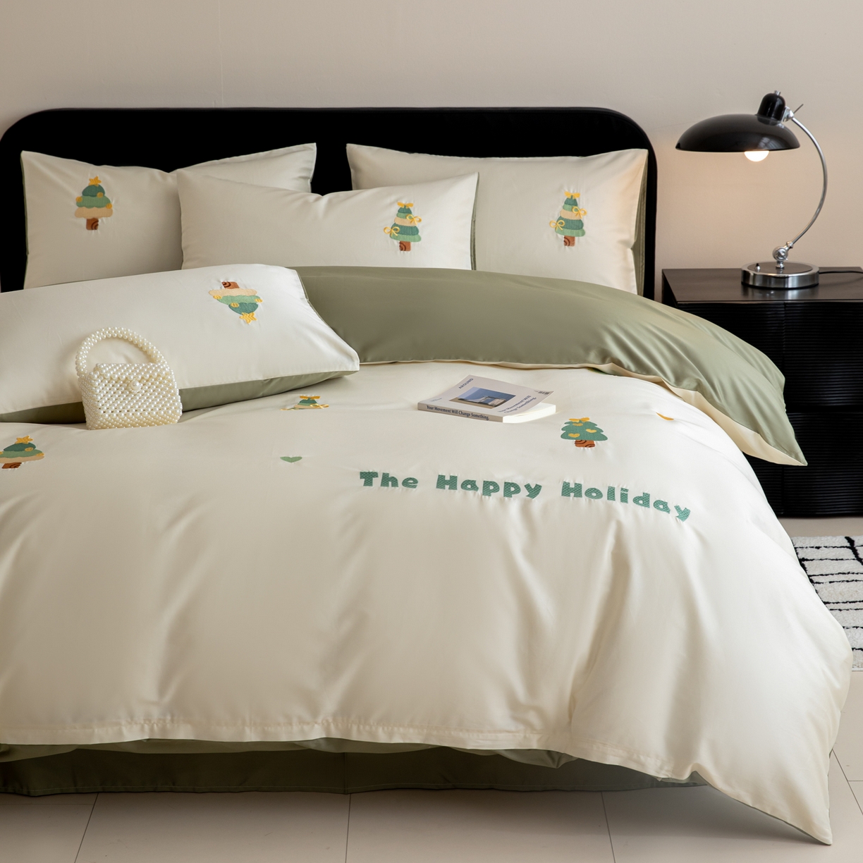 91家纺网 家纺一手货源 找家纺 沐辰 2026新款长绒棉50S纯棉满绣四件套 许愿树