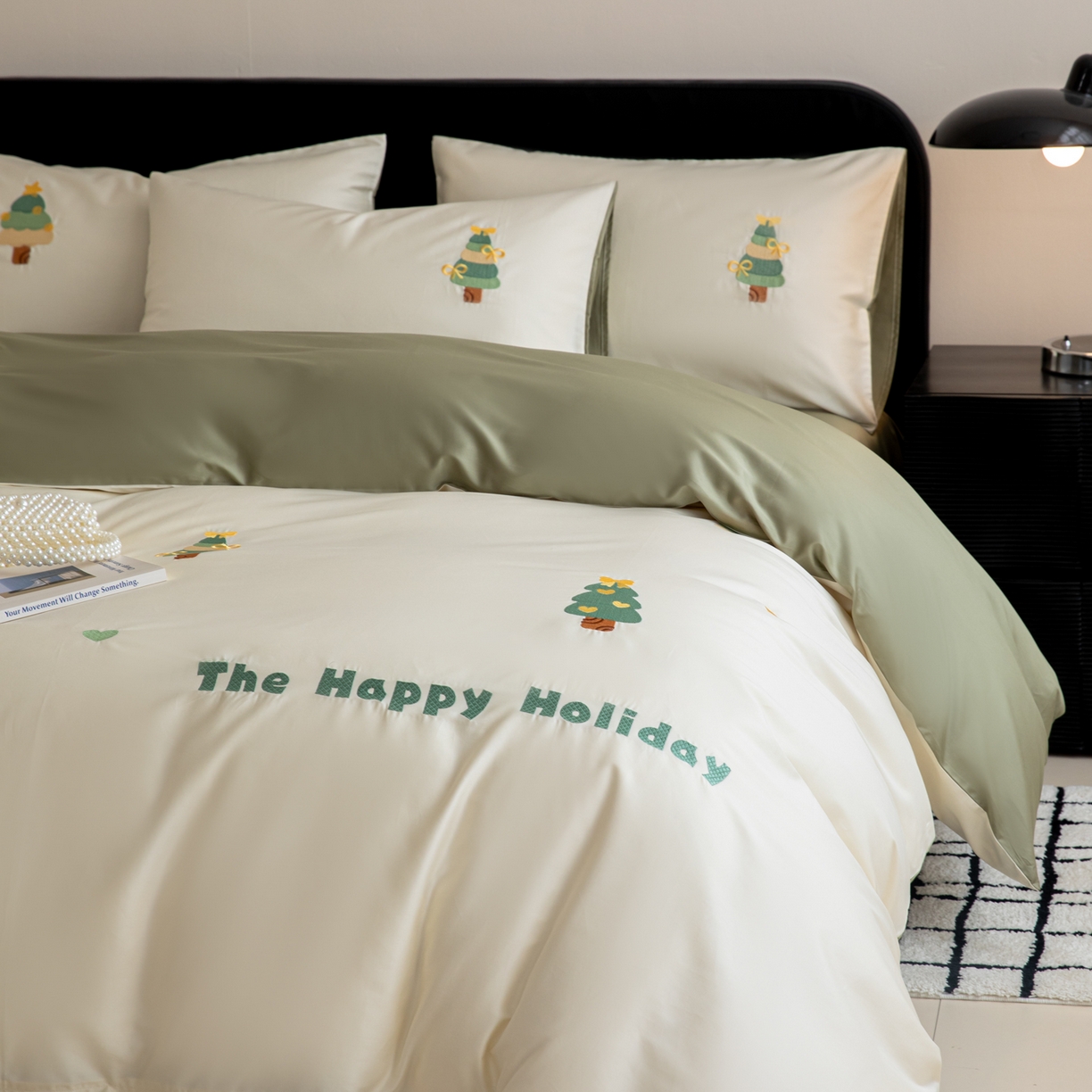 91家纺网 家纺一手货源 找家纺 沐辰 2026新款长绒棉50S纯棉满绣四件套 许愿树