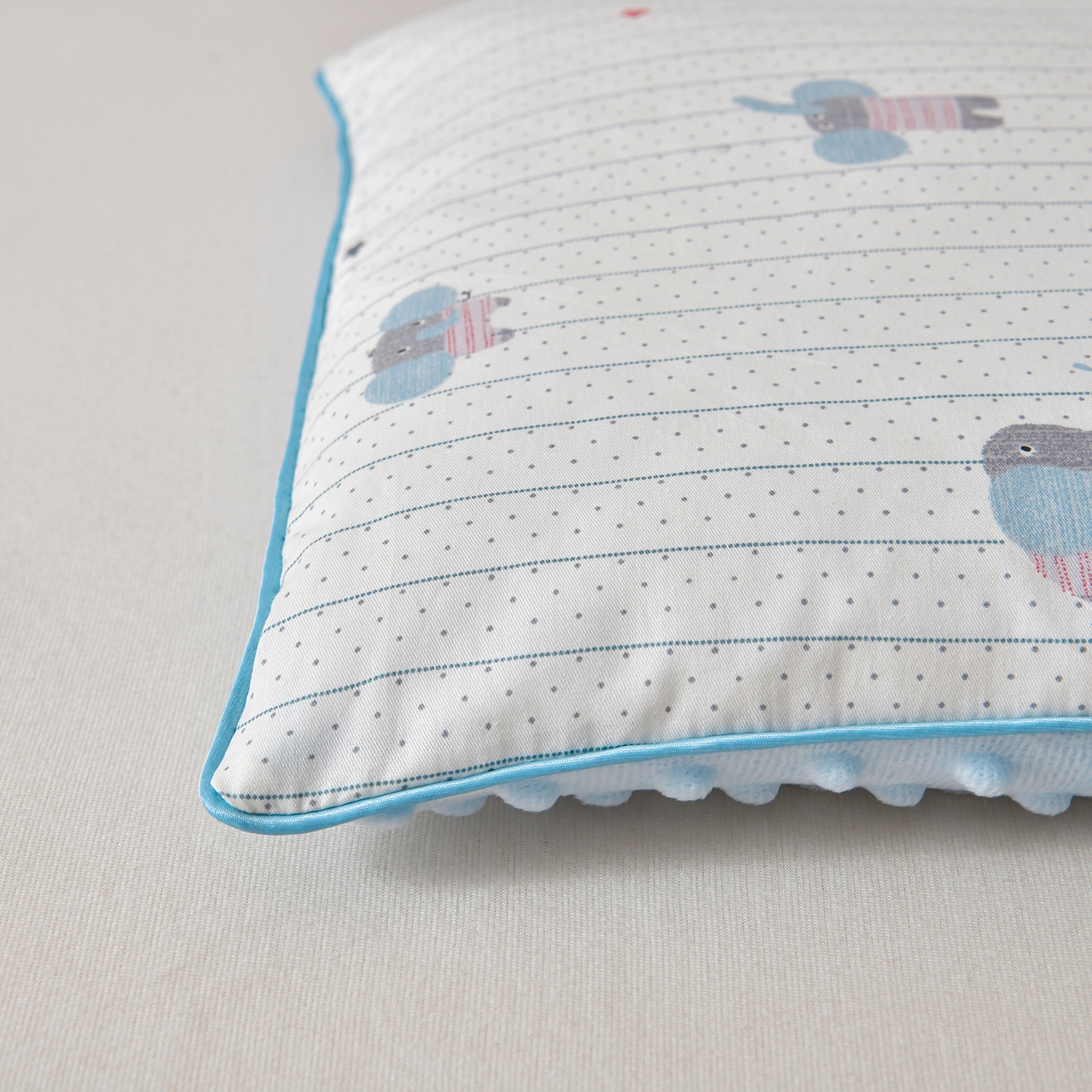 91家纺网 家纺一手货源 找家纺 小桃姐家纺 2026新款纯棉+豆豆绒棉花枕 枕头枕芯 儿童枕 学生枕 星星小象蓝