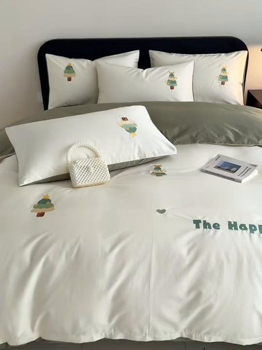 91家纺网 家纺一手货源 找家纺 沐辰 2026新款长绒棉50S纯棉满绣四件套 许愿树