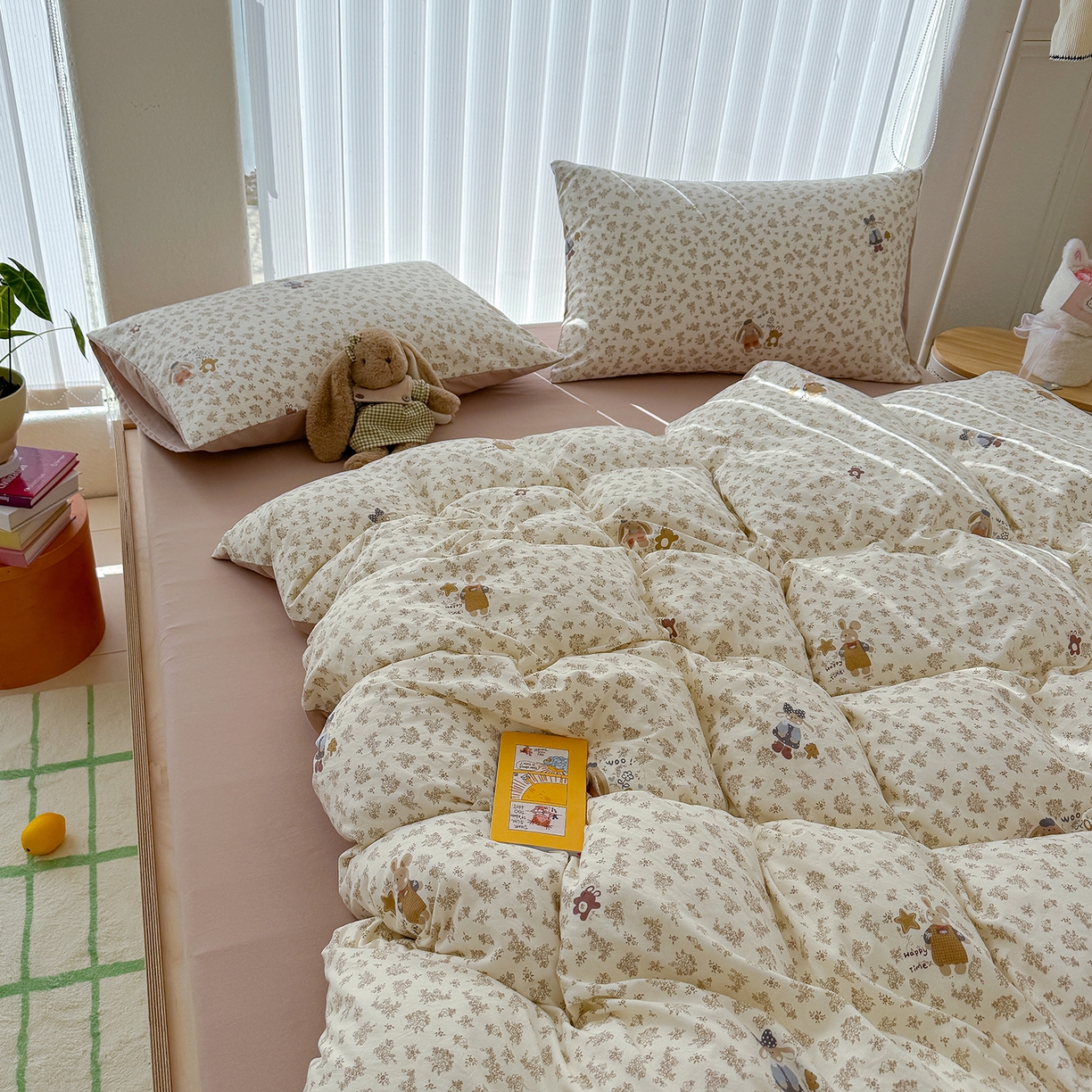 91家纺网 家纺一手货源 找家纺 铺尚美家纺 2026新款春款A类古法水洗仿棉云感棉小布袋四件套 小伙伴