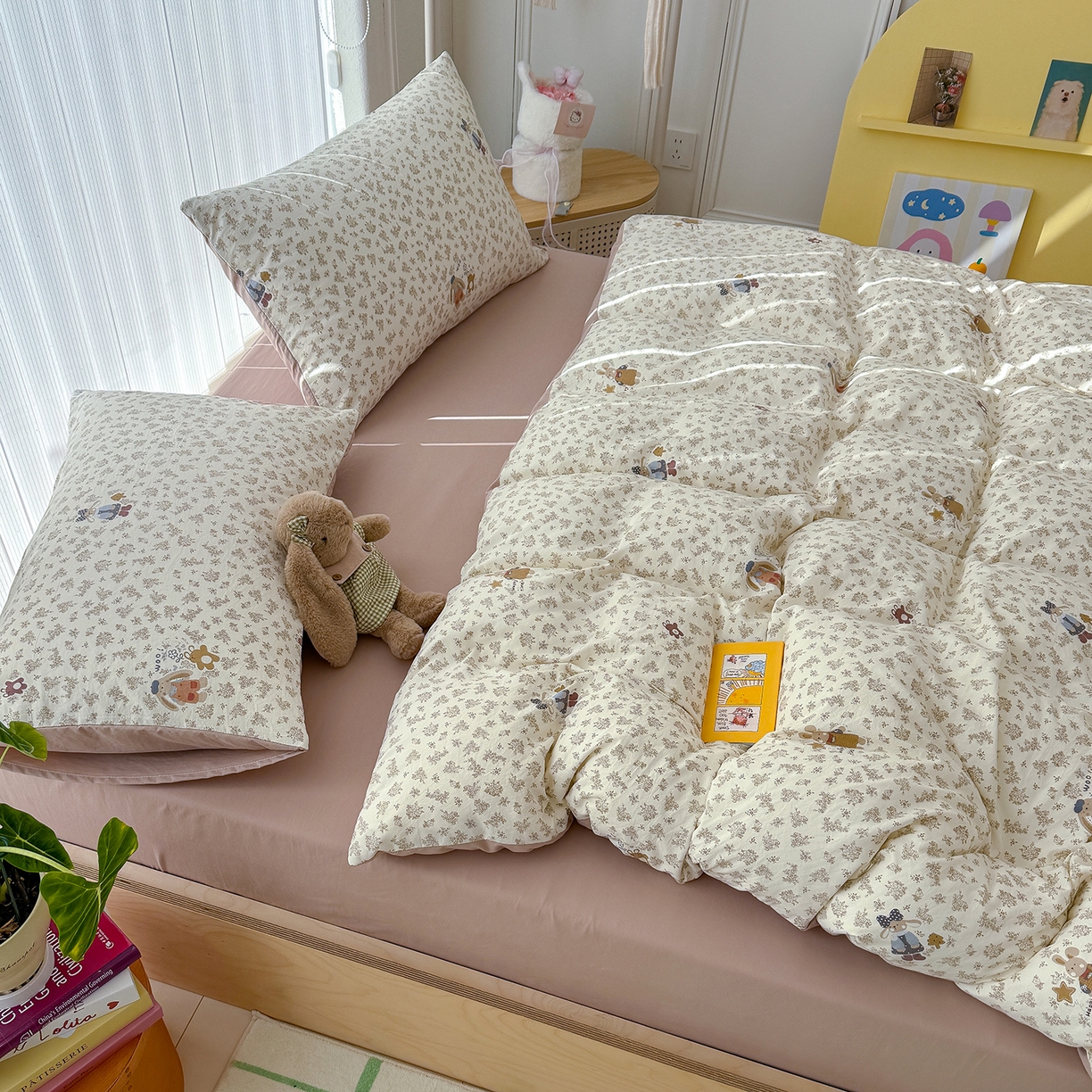 91家纺网 家纺一手货源 找家纺 铺尚美家纺 2026新款春款A类古法水洗仿棉云感棉小布袋四件套 小伙伴