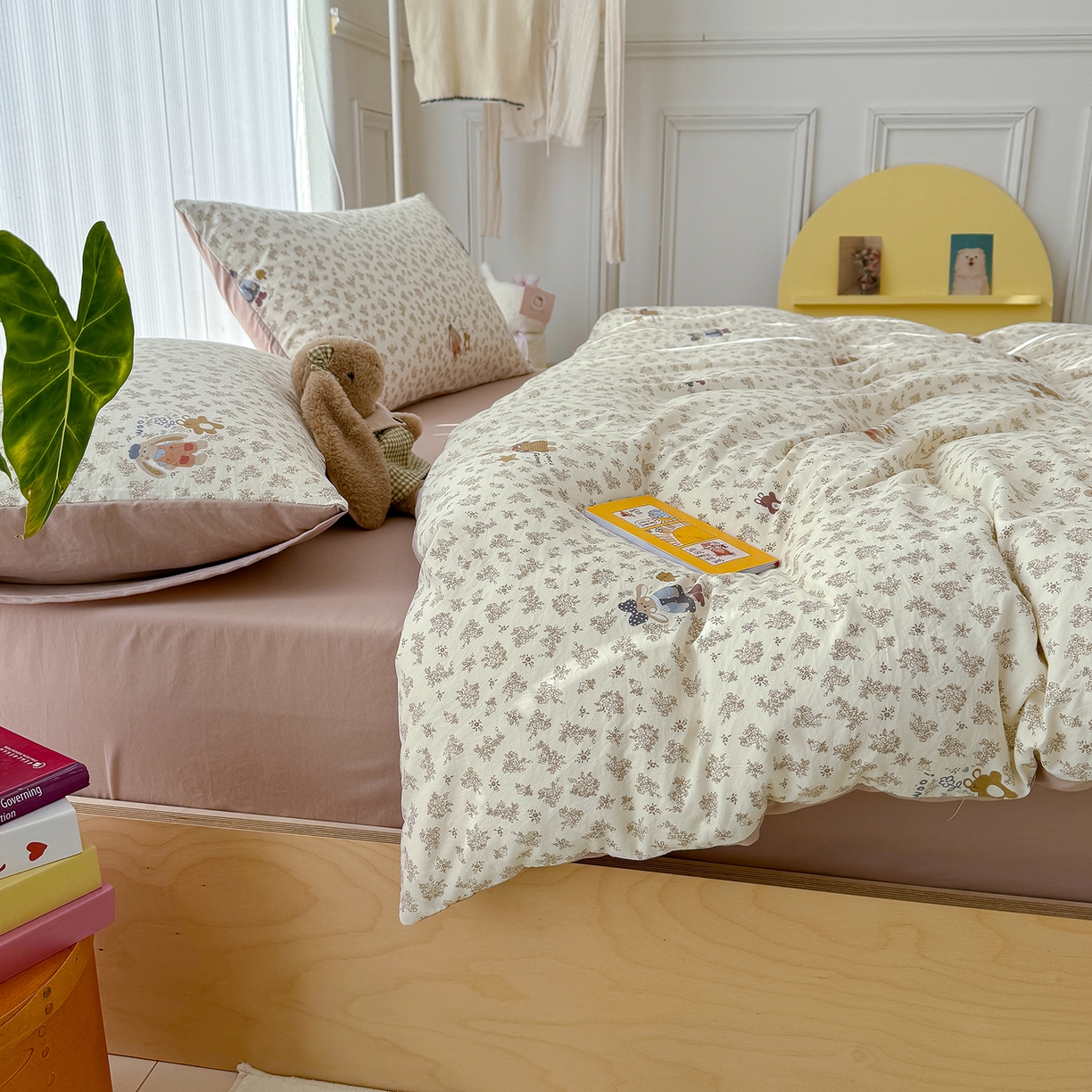 91家纺网 家纺一手货源 找家纺 铺尚美家纺 2026新款春款A类古法水洗仿棉云感棉小布袋四件套 小伙伴