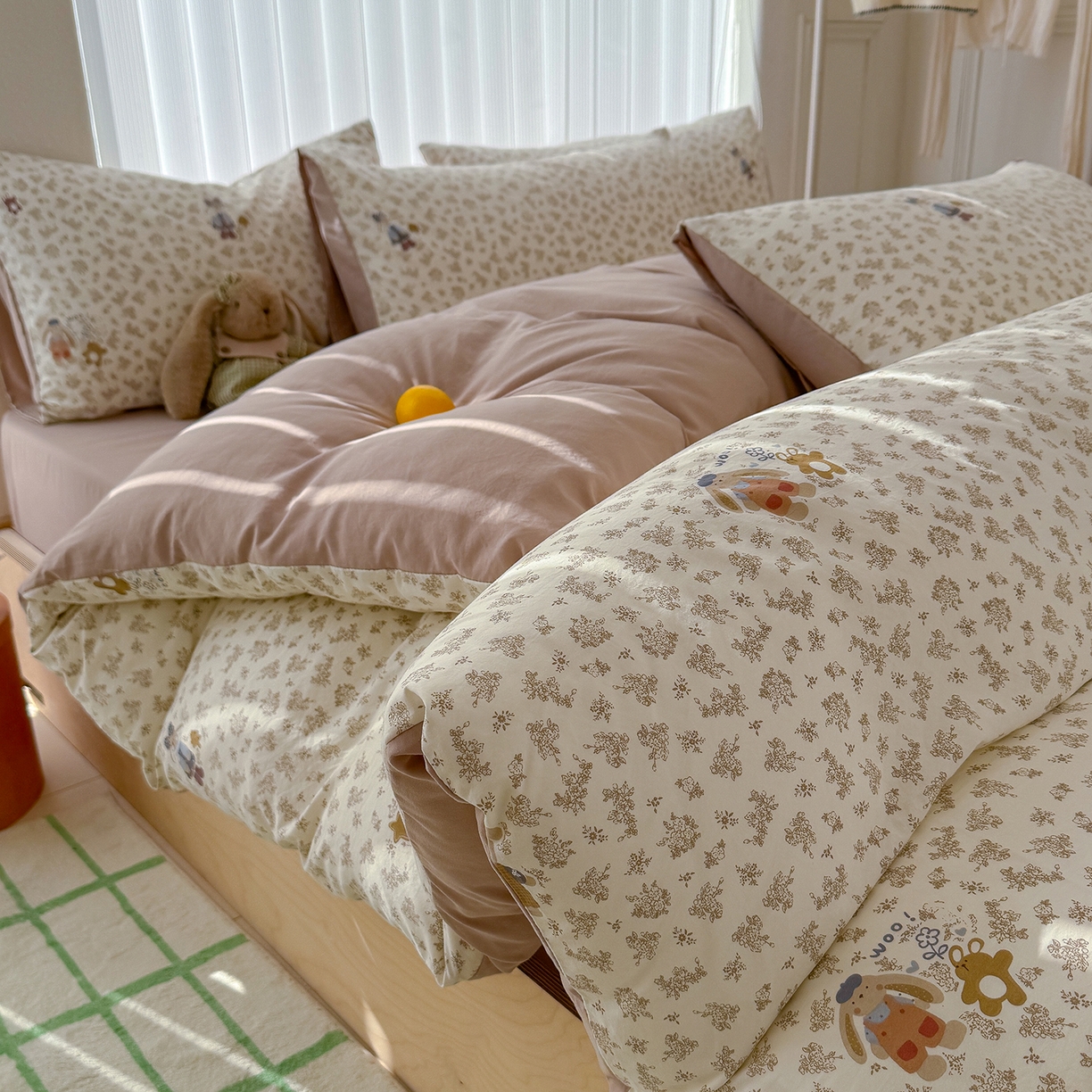 91家纺网 家纺一手货源 找家纺 铺尚美家纺 2026新款春款A类古法水洗仿棉云感棉小布袋四件套 小伙伴