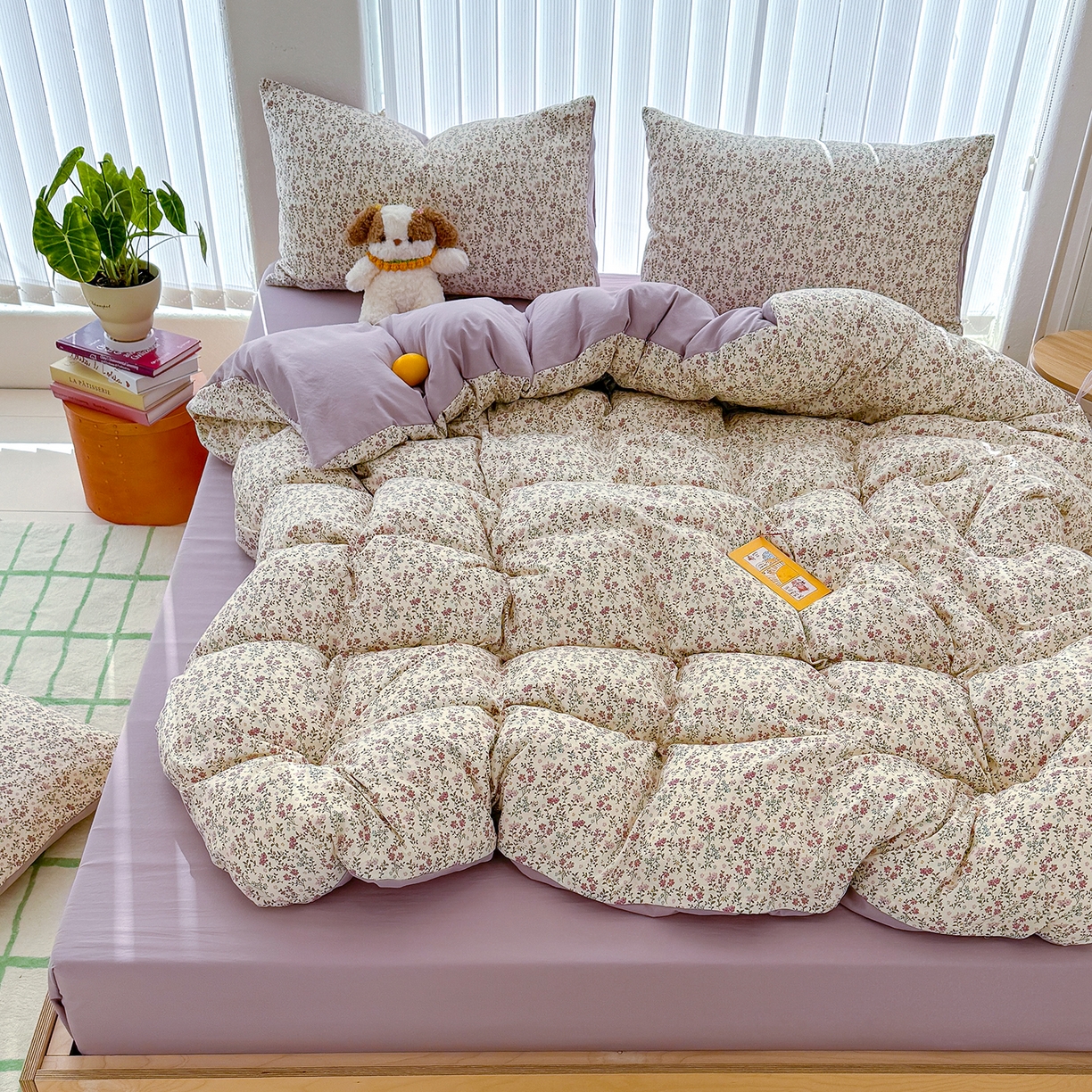 91家纺网 家纺一手货源 找家纺 铺尚美家纺 2026新款春款A类古法水洗仿棉云感棉小布袋四件套 云谣