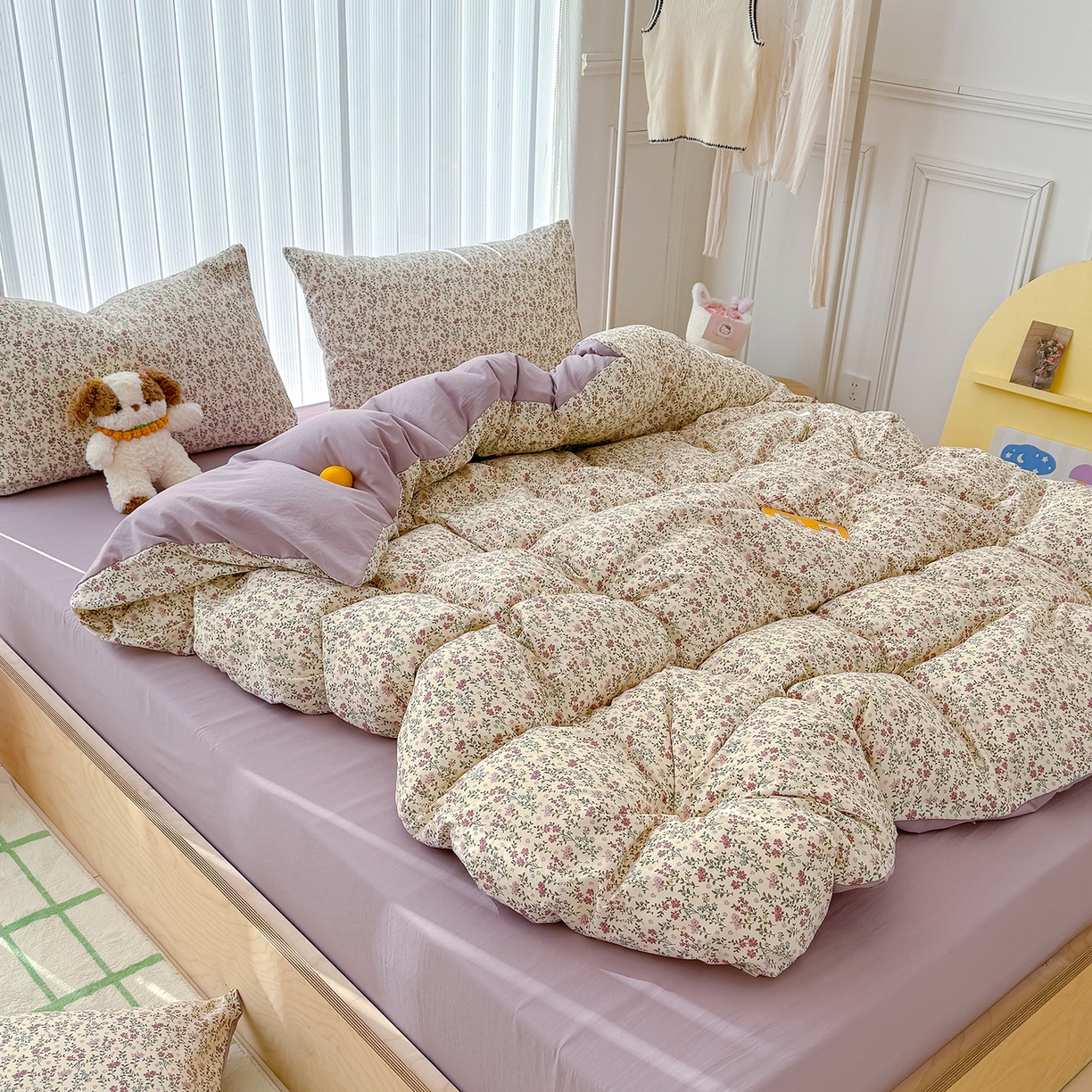 91家纺网 家纺一手货源 找家纺 铺尚美家纺 2026新款春款A类古法水洗仿棉云感棉小布袋四件套 云谣