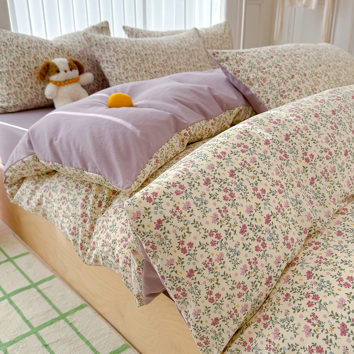 91家纺网 家纺一手货源 找家纺 铺尚美家纺 2026新款春款A类古法水洗仿棉云感棉小布袋四件套 云谣