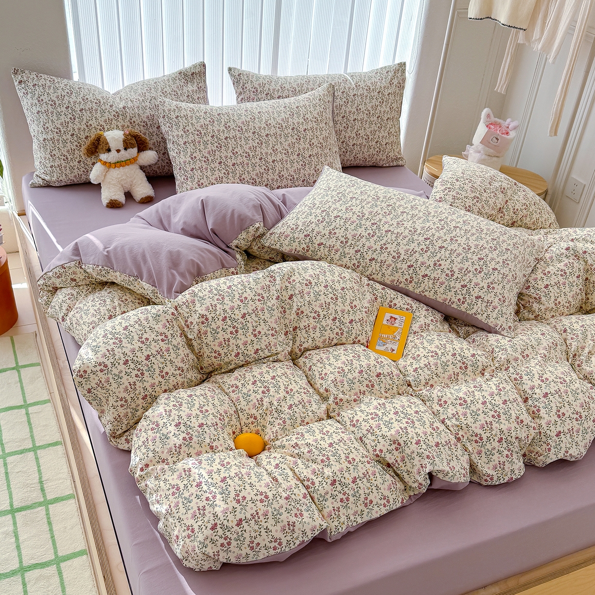 91家纺网 家纺一手货源 找家纺 铺尚美家纺 2026新款春款A类古法水洗仿棉云感棉小布袋四件套 云谣