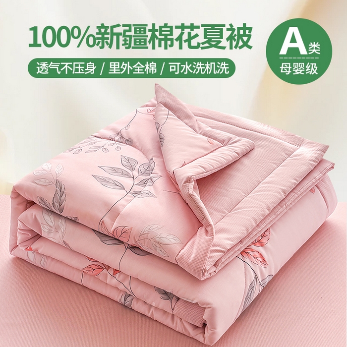 瑶瑶家居 2026新款A类里外全棉夏凉被四件套-风格一 素色花蔓