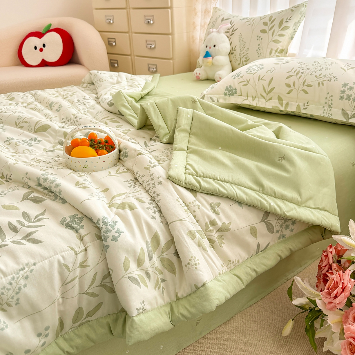 91家纺网 家纺一手货源 找家纺 （总）瑶瑶家居 2026新款A类里外全棉夏凉被四件套-风格一