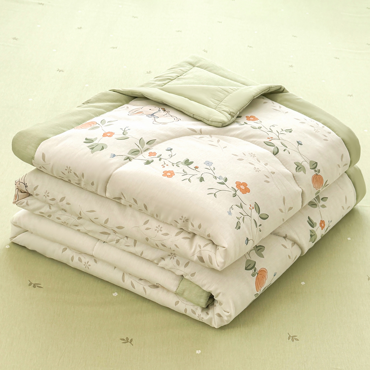 91家纺网 家纺一手货源 找家纺 瑶瑶家居 2026新款A类里外全棉夏凉被四件套-风格一 一片情