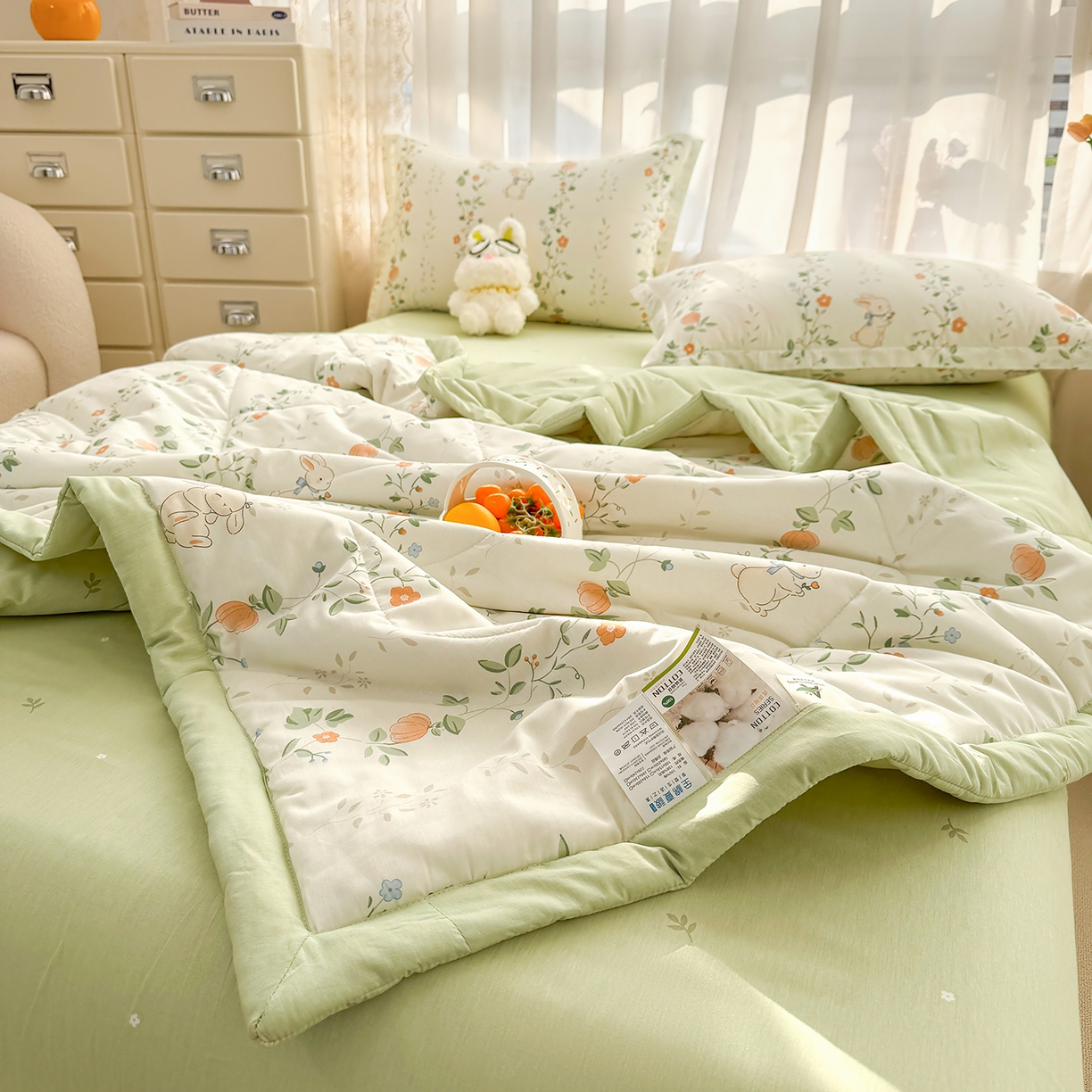 91家纺网 家纺一手货源 找家纺 瑶瑶家居 2026新款A类里外全棉夏凉被四件套-风格一 一片情