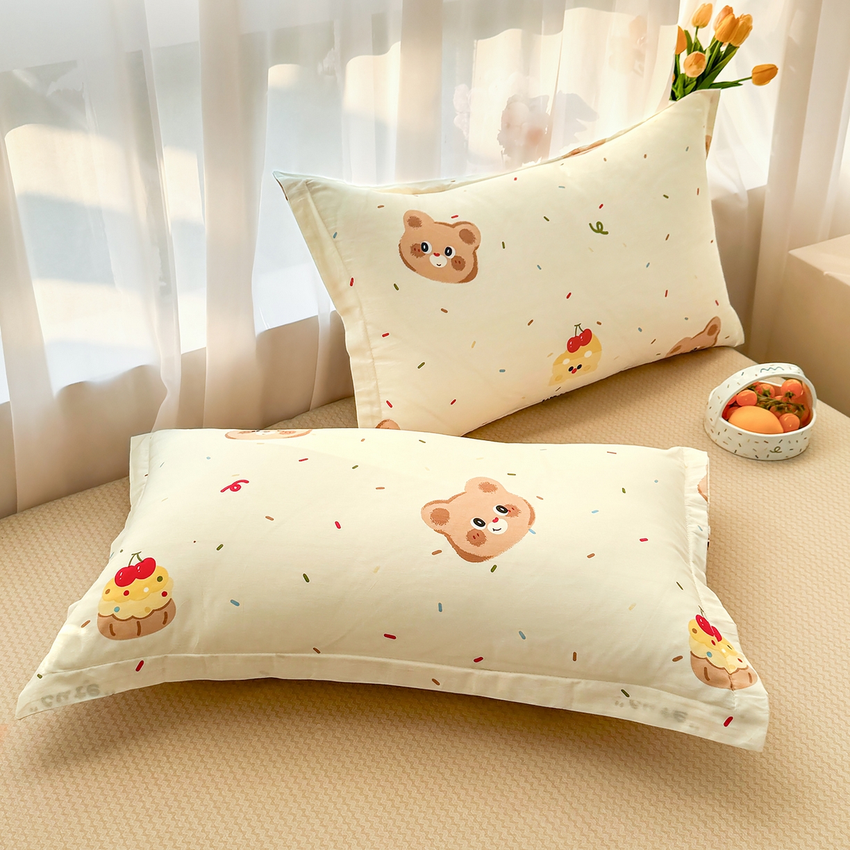 91家纺网 家纺一手货源 找家纺 瑶瑶家居 2026新款A类里外全棉夏凉被四件套-风格一 奶萌熊