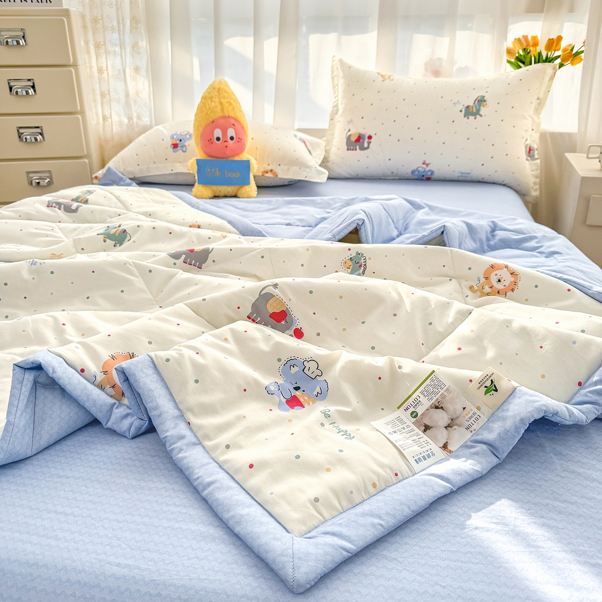 91家纺网 家纺一手货源 找家纺 瑶瑶家居 2026新款A类里外全棉夏凉被四件套-风格一 酷酷马