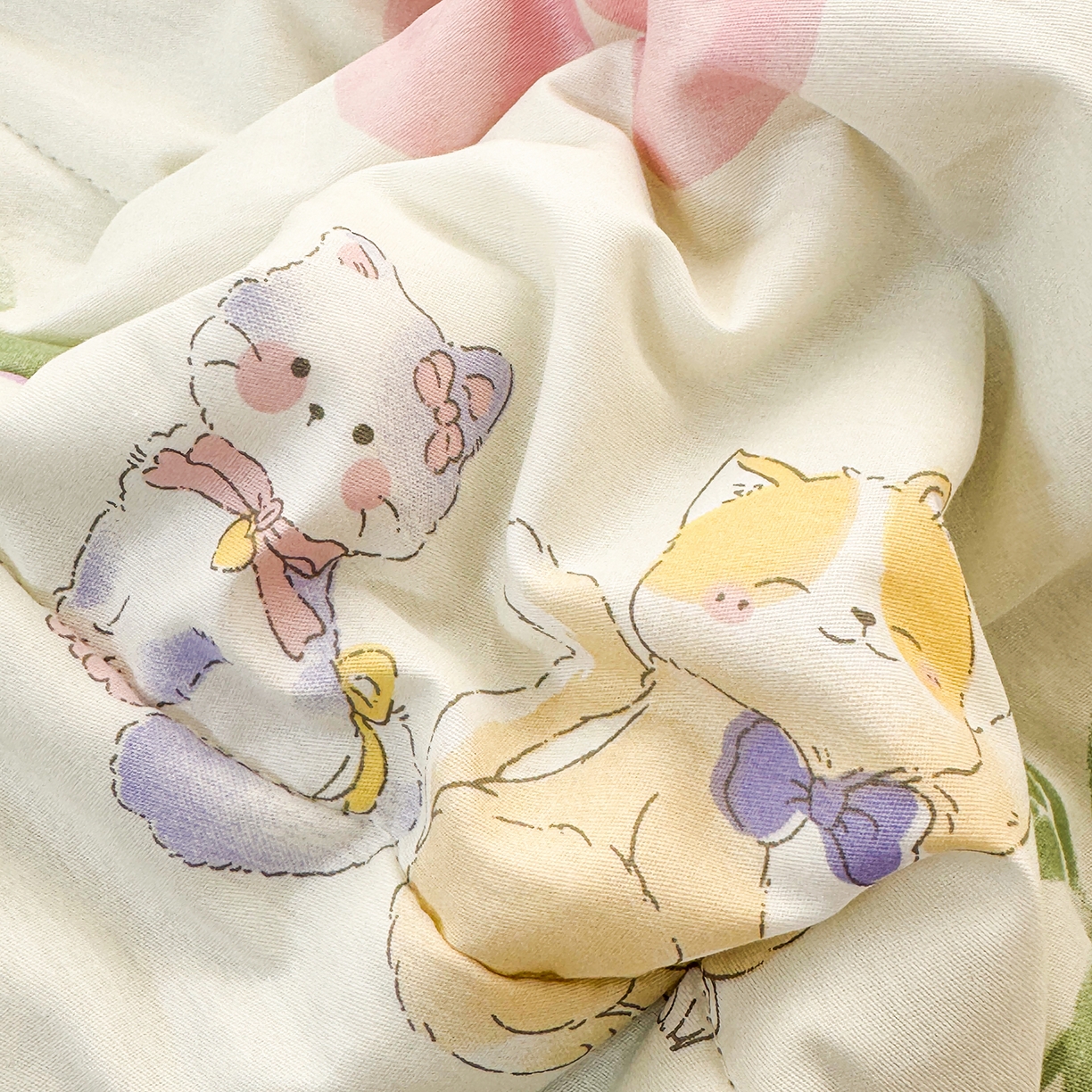 91家纺网 家纺一手货源 找家纺 瑶瑶家居 2026新款A类里外全棉夏凉被四件套-风格一 甜蜜萌宠