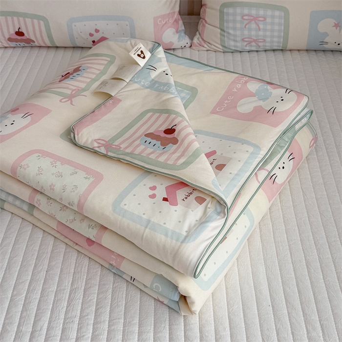 暖生活 2026新款A类牛奶针织棉夏被被子被芯 小兔拼图