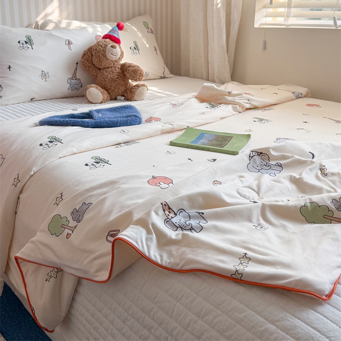 91家纺网 家纺一手货源 找家纺 暖生活 2026新款A类牛奶针织棉夏被被子被芯 月光森林