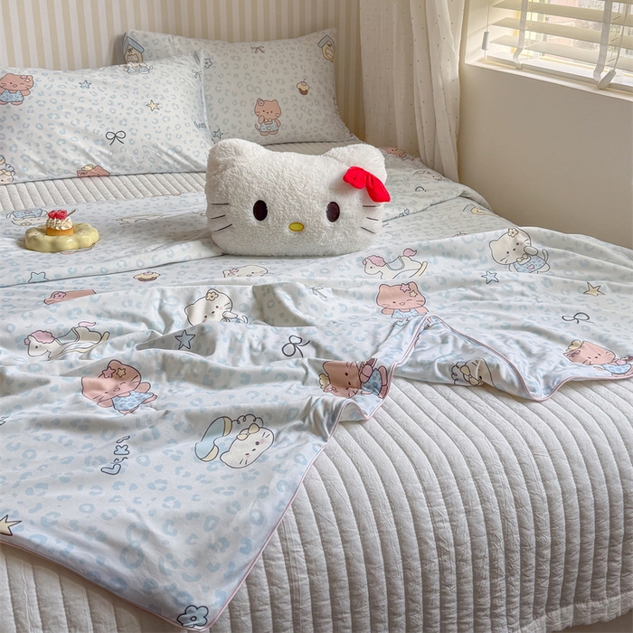 91家纺网 家纺一手货源 找家纺 暖生活 2026新款A类牛奶针织棉夏被被子被芯 蓝豹纹KT