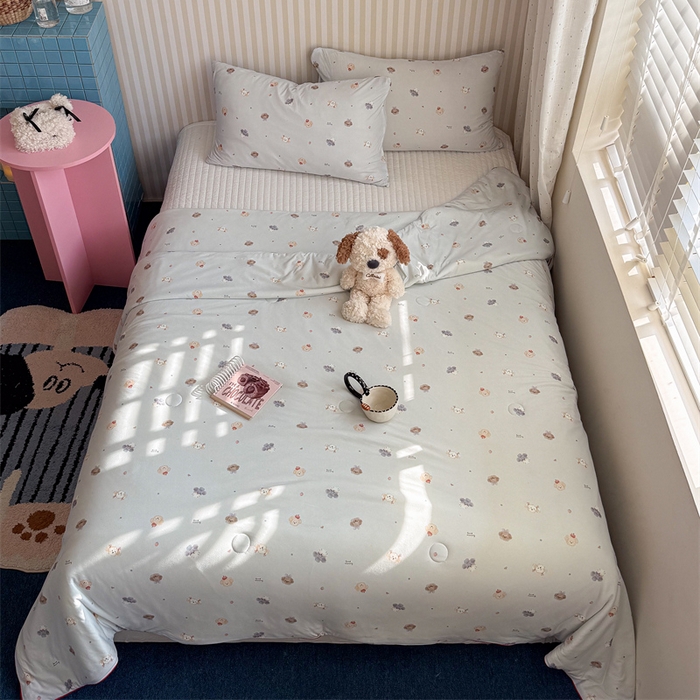 91家纺网 家纺一手货源 找家纺 暖生活 2026新款A类牛奶针织棉夏被被子被芯 小小狗