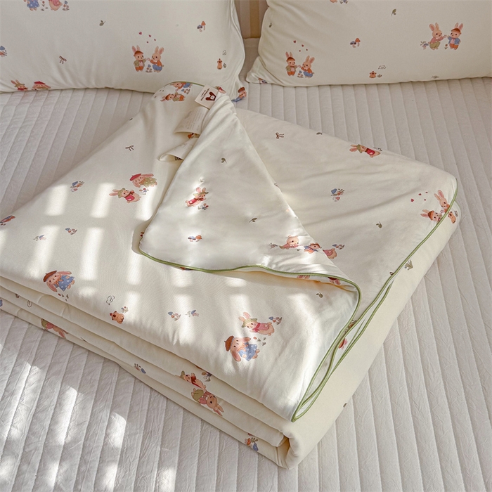 暖生活 2026新款A类牛奶针织棉夏被被子被芯 两只兔子