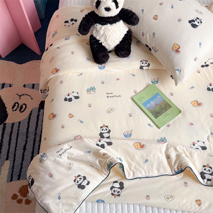 91家纺网 家纺一手货源 找家纺 暖生活 2026新款A类牛奶针织棉夏被被子被芯 熊猫吐司