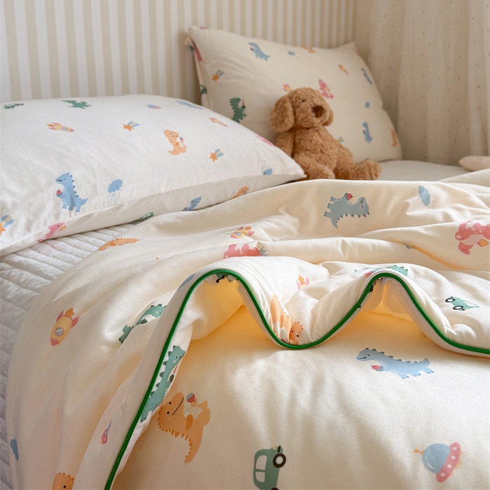 91家纺网 家纺一手货源 找家纺 暖生活 2026新款A类牛奶针织棉夏被被子被芯 宇宙恐龙