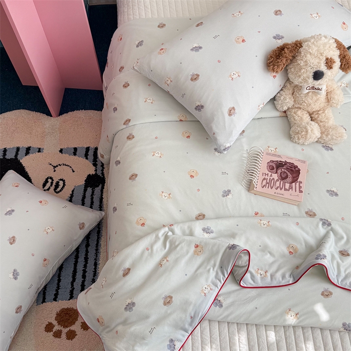 91家纺网 家纺一手货源 找家纺 暖生活 2026新款A类牛奶针织棉夏被被子被芯 小小狗