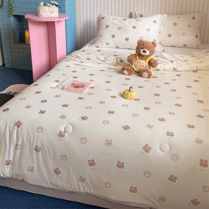 91家纺网 家纺一手货源 找家纺 暖生活 2026新款A类牛奶针织棉夏被被子被芯 巧克力熊