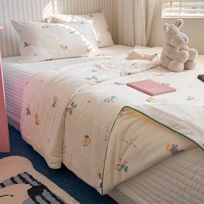 91家纺网 家纺一手货源 找家纺 暖生活 2026新款A类牛奶针织棉夏被被子被芯 缤纷小马