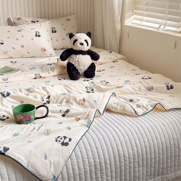 91家纺网 家纺一手货源 找家纺 暖生活 2026新款A类牛奶针织棉夏被被子被芯 熊猫吐司