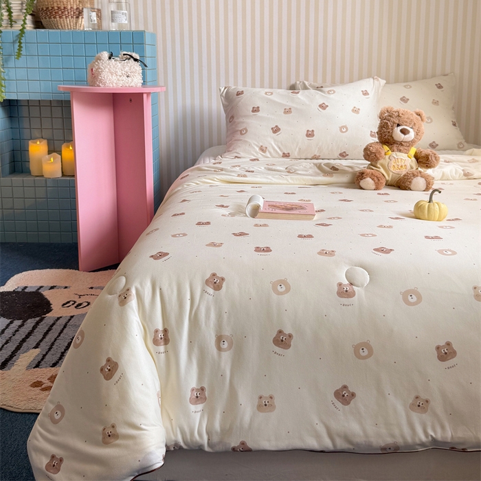 91家纺网 家纺一手货源 找家纺 暖生活 2026新款A类牛奶针织棉夏被被子被芯 巧克力熊