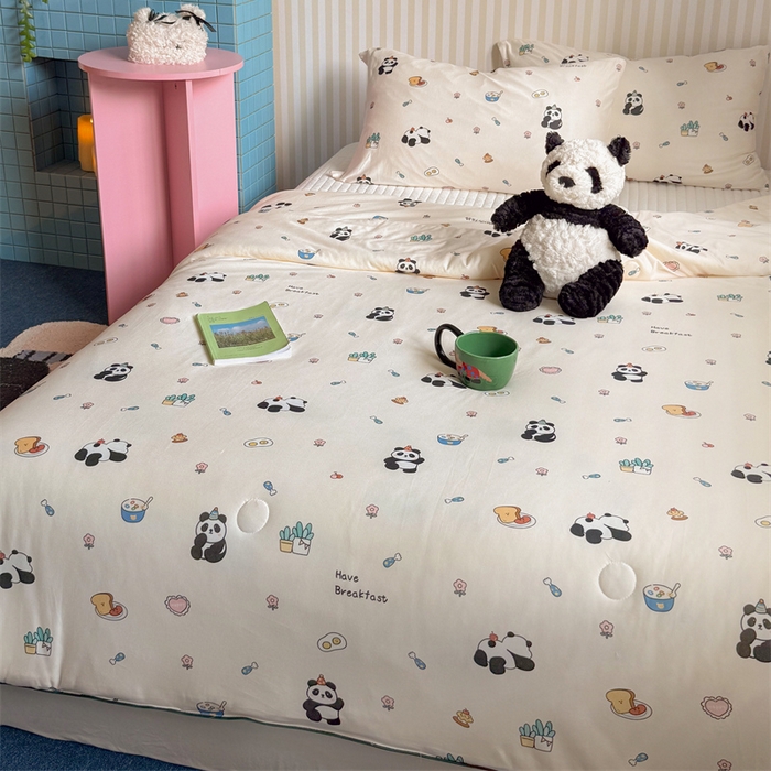 91家纺网 家纺一手货源 找家纺 暖生活 2026新款A类牛奶针织棉夏被被子被芯 熊猫吐司