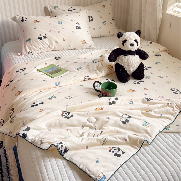 91家纺网 家纺一手货源 找家纺 暖生活 2026新款A类牛奶针织棉夏被被子被芯 熊猫吐司