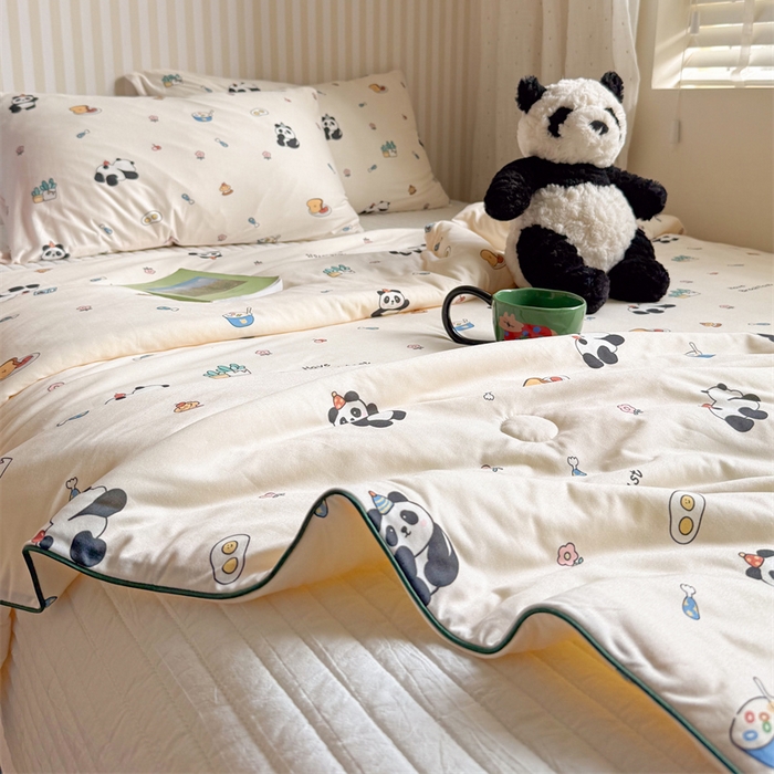 91家纺网 家纺一手货源 找家纺 暖生活 2026新款A类牛奶针织棉夏被被子被芯 熊猫吐司