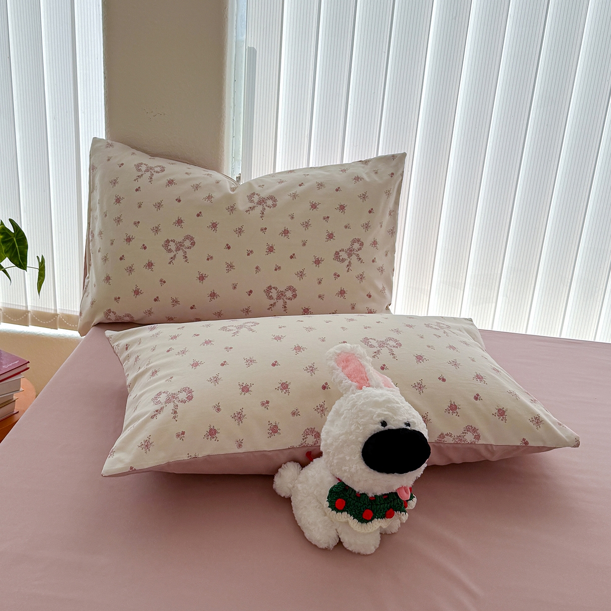 91家纺网 家纺一手货源 找家纺 铺尚美家纺 2026新款春款A类古法水洗仿棉云感棉小布袋四件套 蝴蝶结花环